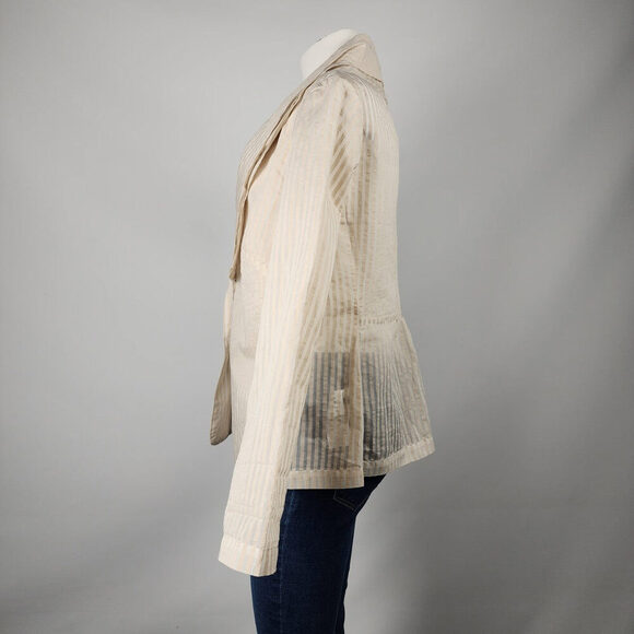 OSKA Cream Sheer Cotton Silk Button Up Blazer Size M/L - Picture 5 of 10